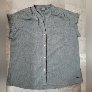 Outdoor Research Short Sleeve Button Down Shirt Top. Mandarin Collar, V Neck. S.